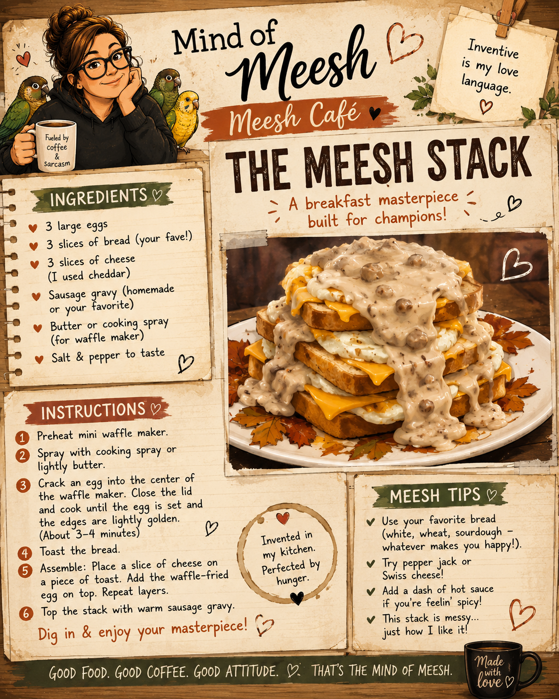 Meesh's Breakfast Stack Recipe Card